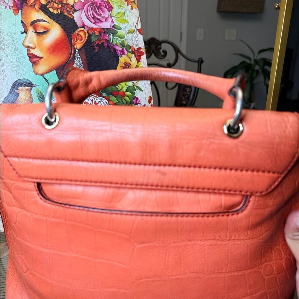 MCM Coral Satchel with Gold Bow Accent - Picture 6 of 15